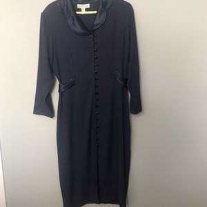 Sophistic Petite Navy Dress with Satin Accents